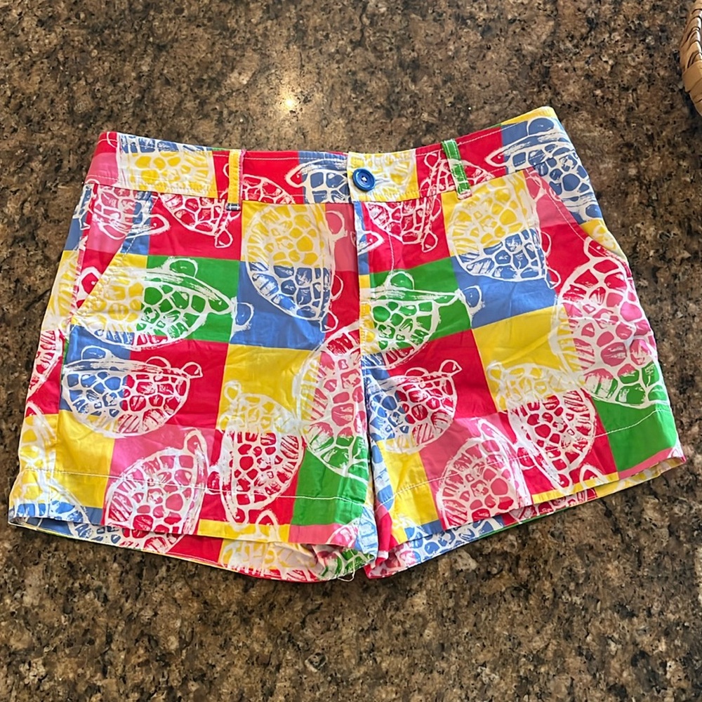 Lilly Pulitzer patchwork turtle print shorts